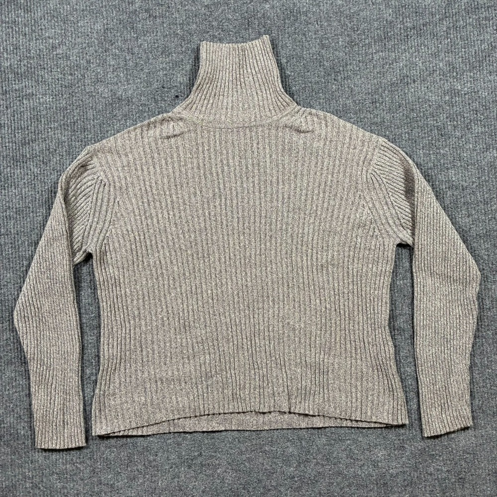 Gap Womens Sweater XL Ribbed Pullover Turtleneck Beige Chunky Knit Minimalist